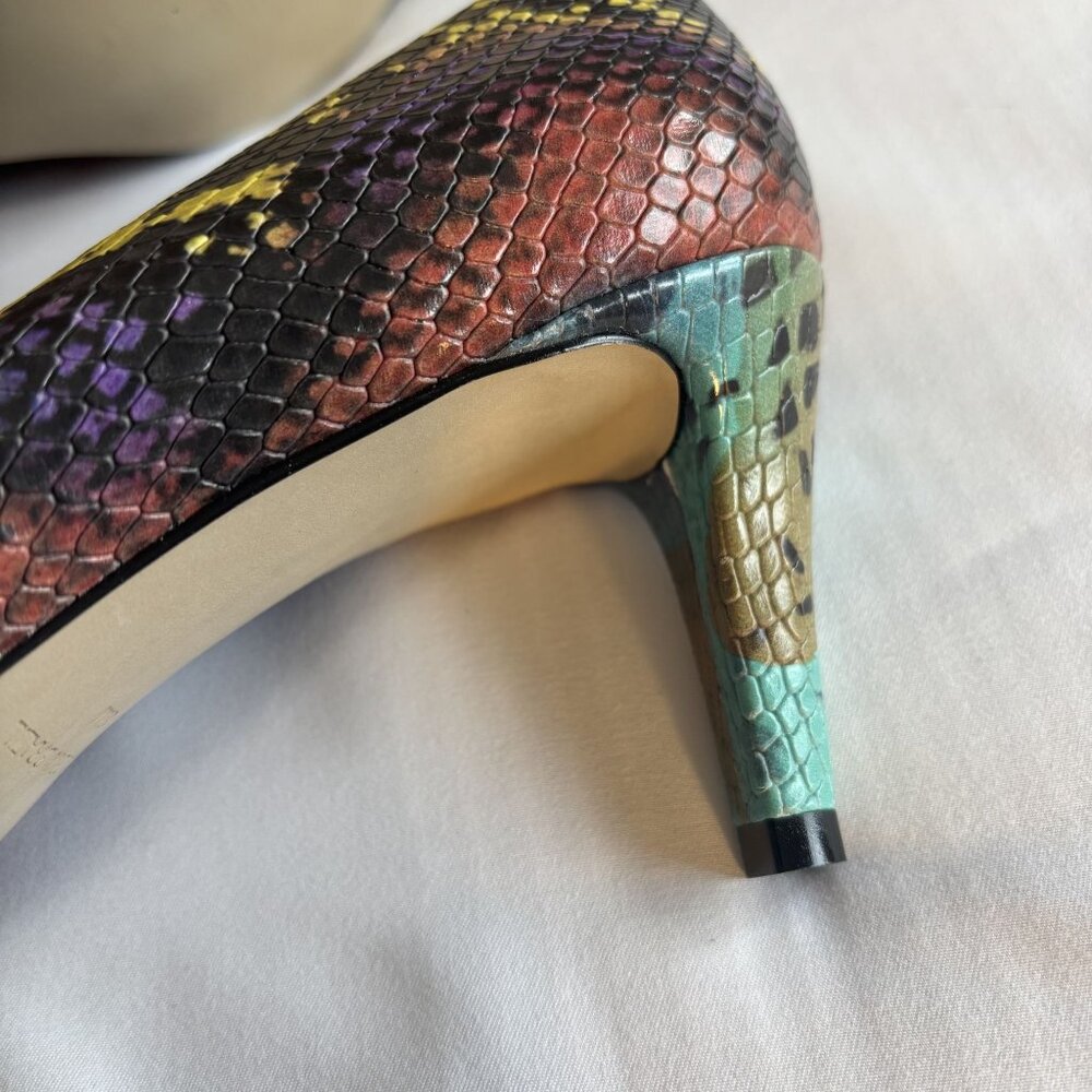 Walking Cradles Snake Print High Heels Womens Size 8M Multicolor Leather Pointed - Picture 6 of 9